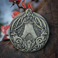 FREYA vikinská Bohyně, amulet, zinek staromosaz
