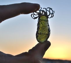 BOUBIN, STŘÍBRNÝ PŘÍVĚSEK S VLTAVÍNEM, AG 925 - ŠPERKY S VLTAVÍNY - STŘÍBRNÉ ŠPERKY