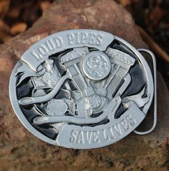 LOUD PIPES SAVE LIVES, MOTORKÁŘSKÁ SPONA NA OPASEK - SPONY, OPASKY NA ZAKÁZKU - SEDLÁŘSTVÍ