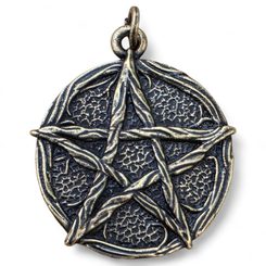 LESNÍ PENTAGRAM, PŘÍVĚSEK, STAROMOSAZ - MAGICKÉ AMULETY - ŠPERKY
