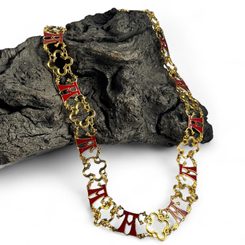 NÁHRDELNÍK RYTÍŘSKÝ - STŘEDOVĚKÝ, MOSAZ, POZLACENO - NÁHRDELNÍKY - ŠPERKY