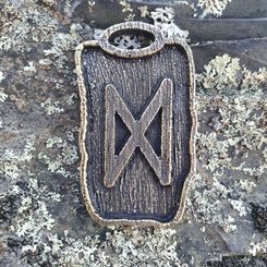 Dagaz - runový amulet zinek staromosaz
