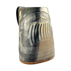 DRAKKAR, VIKINGSKÁ LOĎ, POHÁR Z ROHU - ROHY NA PITÍ - STOLOVÁNÍ