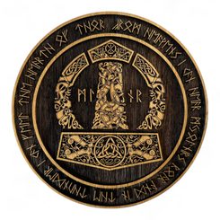 MJÖLLNIR - THOROVO KLADIVO, DŘEVĚNÝ NÁSTĚNNÝ OBRAZ 32CM - DŘEVĚNÉ OBRAZY - HOME DECOR