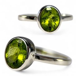 RIVA, STŘÍBRNÝ PRSTEN, PERIDOT AG 925/1000 - PRSTENY - STŘÍBRNÉ ŠPERKY