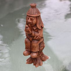 VODNÍK, dřevěná vyřezávaná figurka z Valašska