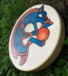 ŠAMANSKÝ RÁMOVÝ BUBEN - Ø 40 CM KOZÍ KŮŽE - BUBNY - TÁBOŘENÍ A ŘEMESLA