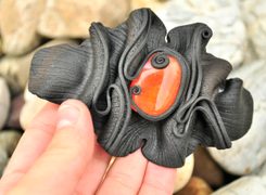 JASPIS - ČERNÁ A ČERVENÁ, VIKINSKÝ STŘÍBRNÝ PŘÍVĚSEK, GOTLAND, AG 925 - PŘÍVĚSKY - STŘÍBRNÉ ŠPERKY