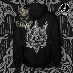 VALKNUT vikingská černobílá mikina zipper