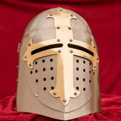 PŘILBA HRNEC ITALSKÝ, MOSAZ - STŘEDOVĚKÉ PŘILBY - ZBROJE