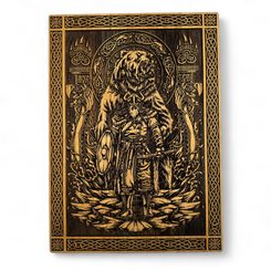 BERSERKER VIKING, NÁSTĚNNÁ DEKORACE, DŘEVO 32X46CM - DŘEVĚNÉ OBRAZY - HOME DECOR