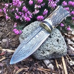 Sgian Dubh, skotský nůž - damašková ocel