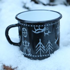 SÁMI LAPONSKÝ PLECHÁČEK, SMALTOVANÝ HRNEK - POHÁRY A HRNKY - HOME DECOR