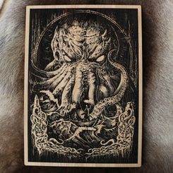 CTHULHU nástěnná dekorace, dřevo 32x46cm