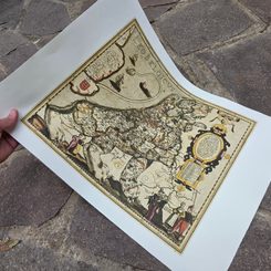 MAPA SVĚTA, JOHN SPEED, XVII. STOLETÍ, RUČNÍ PAPÍR - PLAKÁTY - HOME DECOR