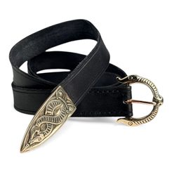 BORRE BESTIE, KOŽENÝ OPASEK VIKING - BRONZ ČERNÝ - OPASKY Z KŮŽE - SEDLÁŘSTVÍ