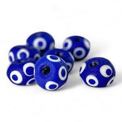 KELTSKÝ SKLENĚNÝ KORÁLEK, MODRÝ S OČKY, REPLIKA - HISTORICKÉ KORÁLKY - ŠPERKY