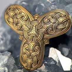 TROJLÍSTKOVÁ BROŽ, VIKINGSKÁ, BRONZ - BROŽE A KNOFLÍKY - ŠPERKY