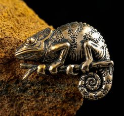 CHAMELEON, amulet, bronz