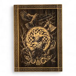 HUNINN A MUNINN, NÁSTĚNNÁ DEKORACE, DŘEVO 32X46CM - DŘEVĚNÉ OBRAZY - HOME DECOR