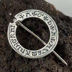 STŘEDOVĚKÁ STŘÍBRNÁ BROŽ, ROK 1300, LOMBARDSKÉ PÍSMO, AG 925, 13G - STŘÍBRNÉ BROŽE A SPONY - STŘÍBRNÉ ŠPERKY