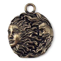 CONIUNCTIO, MĚSÍC A SLUNCE, PŘÍVĚSEK, ZINEK, STAROMOSAZ - MAGICKÉ AMULETY - ŠPERKY