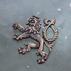 ČESKÝ LEV, PŘÍVĚŠEK, STARÁ MOSAZ - SLOVANSKÉ AMULETY - ŠPERKY