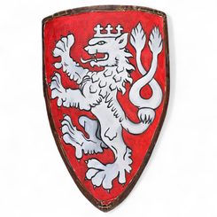 STŘEDOVĚKÝ ŠTÍT S ČESKÝM LVEM, BOJOVÝ - ŠTÍTY STŘEDOVĚKÉ - ZBROJE