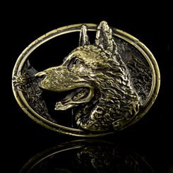 German Shepherd belt buckle, brass