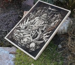 BERSERKER NÁSTĚNNÁ DEKORACE 45CM DUB PÁLENÝ - DŘEVĚNÉ OBRAZY - HOME DECOR