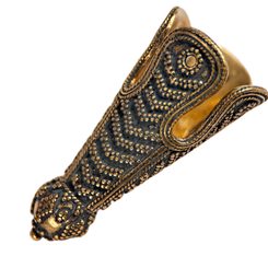VIKINSKÁ KONCOVKA NA ČEPICI, BIRKA, BRONZ - BROŽE A KNOFLÍKY - ŠPERKY