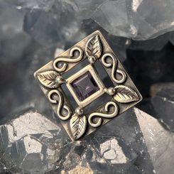 AMALIE, SECESNÍ ŠPERK, STŘÍBRNÉ NÁUŠNICE S AMETYSTEM, AG 925 - NÁUŠNICE - STŘÍBRNÉ ŠPERKY