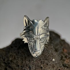 DVA VLCI - FENRIR, STŘÍBRNÝ PRSTEN VLK, AG 925 - PRSTENY - STŘÍBRNÉ ŠPERKY
