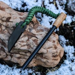 Křesadlo s rukojetí BUK 50 mm, paracordem a škrtadlem knife