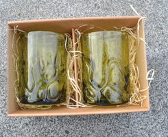 WHISKY SOUPRAVA LESNÍ SKLO - 2 KUSY - HISTORICKÉ SKLO - STOLOVÁNÍ