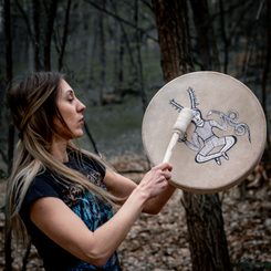 ŠAMANSKÝ RÁMOVÝ BUBEN - Ø 40 CM KOZÍ KŮŽE - BUBNY - TÁBOŘENÍ A ŘEMESLA