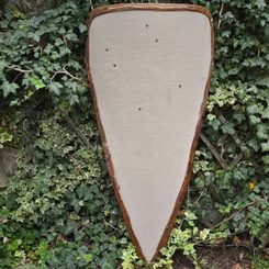 MANDLOVÝ NORMANSKÝ ŠTÍT, POTAŽENÝ LNEM - ŠTÍTY STŘEDOVĚKÉ - ZBROJE