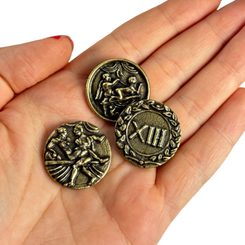 SPINTRIAE, ŘÍMSKÉ ŽETONY A DŘEVĚNÁ KRABIČKA - 7 DNÍ ZÁBAVY STAROMOSAZ - EROTICKÉ MINCE A ŽETONY - KOVÁŘSTVÍ A MINCE