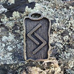 JERA, runový amulet, zinek staromosaz