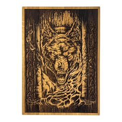 FENRIR - VLK ZBAVENÝ ŘETĚZŮ NÁSTĚNNÁ DEKORACE, DŘEVO 32X46CM - DŘEVĚNÉ OBRAZY - HOME DECOR