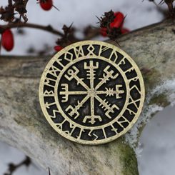 VEGVISIR - KOMPAS, ISLANDSKÁ RUNA, PŘÍVĚŠEK, STAROMOSAZ - VIKINGSKÉ AMULETY - ŠPERKY