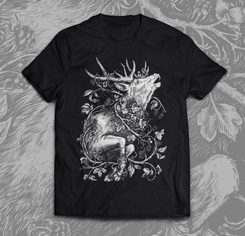 JELEN, pánské tričko černé, druidská kolekce