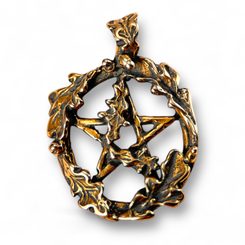 DUBOVÝ PENTAGRAM, PŘÍVĚŠEK, BRONZ - PŘÍVĚSKY - ŠPERKY