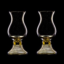 RUM SKLENIČKY, ZELENÉ LESNÍ SKLO SADA 2 KUSY - HISTORICKÉ SKLO - STOLOVÁNÍ