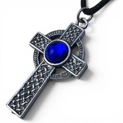PŘÍVĚSEK KELTSKÝ KŘÍŽ, MODRÝ - KELTSKÉ AMULETY - ŠPERKY