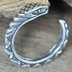 SERPENT, had, stříbrný prsten Ag 925