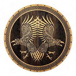 HUGINN A MUNINN, DŘEVĚNÝ NÁSTĚNNÝ OBRAZ 32CM - DŘEVĚNÉ OBRAZY - HOME DECOR