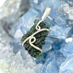 MOSS, STŘÍBRNÝ PŘÍVĚSEK S VLTAVÍNEM, AG 925 - ŠPERKY S VLTAVÍNY - STŘÍBRNÉ ŠPERKY