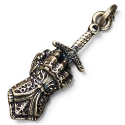 PŘÍVĚŠEK RYTÍŘSKÁ RUKAVICE A MEČ, STAROMOSAZ - STŘEDOVĚKÉ AMULETY - ŠPERKY