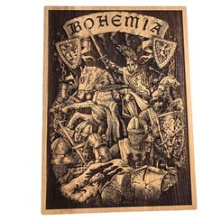 PŘEMYSL OTAKAR II - BOHEMIA, NÁSTĚNNÁ DEKORACE, DŘEVO 32X46CM - DŘEVĚNÉ OBRAZY - HOME DECOR